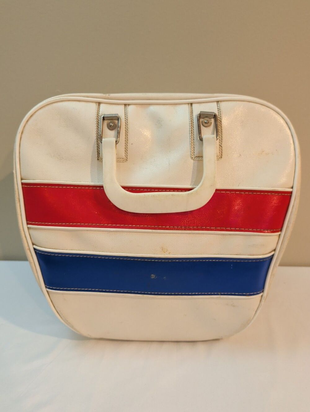 Vintage Brunswick Red White And Blue Bowling Ball Bag Made In USA *No Zipper*
